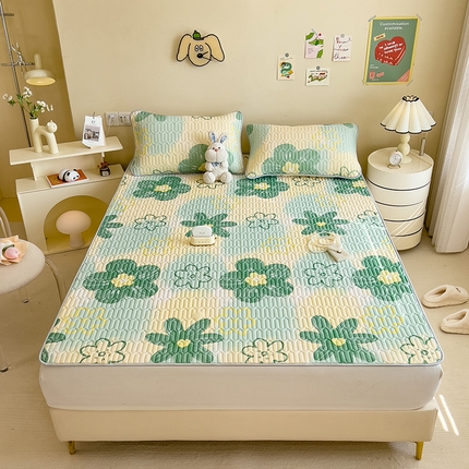 91家纺网 家纺一手货源 找家纺 世纪绒品 2026新款凉感丝印花款乳胶凉席 春意