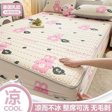 91家纺网 家纺一手货源 找家纺 （总）福来临家纺 2025新款A类凉感丝印花含胶床笠含胶凉席