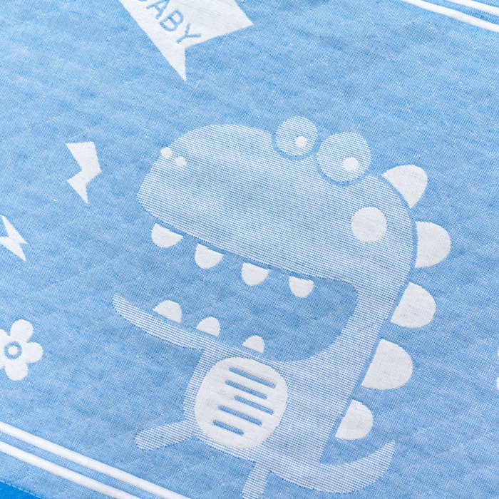 91家纺网 家纺一手货源 找家纺 朴尔家纺-毛巾被 2024新款特惠混纺棉质三层纱布独版AB面枕巾 52*78cm一对 小恐龙兰