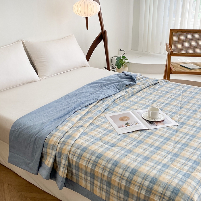 91家纺网 家纺一手货源 找家纺 青螺家纺 2024全棉水洗棉双面色织100%新疆棉花夏被三件套四件套枕套床单 支持质检验货 星空米