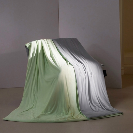 2024新品纯色双拼凉感丝冰淇淋夏凉被空调被夏被直播爆款 水绿拼灰