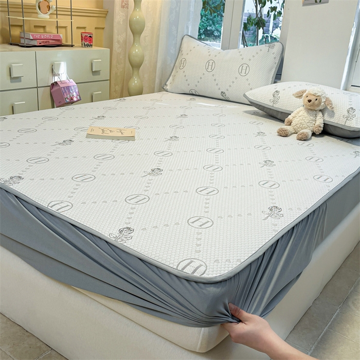 91家纺网 家纺一手货源 找家纺 启程家纺 2024春夏A类凉豆豆凉席床笠款凉席套件 简单时尚