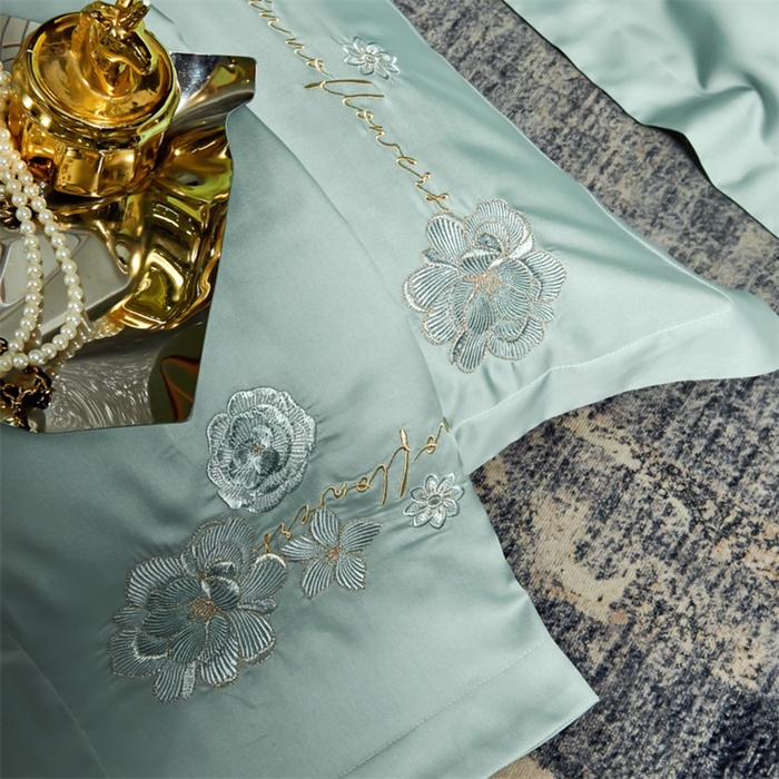 91家纺网 家纺一手货源 找家纺 保罗圣迪奥 2024新款长安如故系列天丝四件套 浅石兰