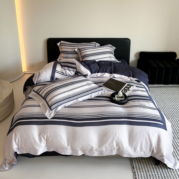 91家纺网 家纺一手货源 找家纺 优悦生活馆 2024新款天丝宽边拼角四件套-商务系列 伯爵荣耀-蓝