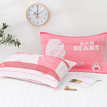 朴尔家纺-毛巾被 2024新款特惠混纺棉质三层纱布独版AB面枕巾 52*78cm一对 白熊粉