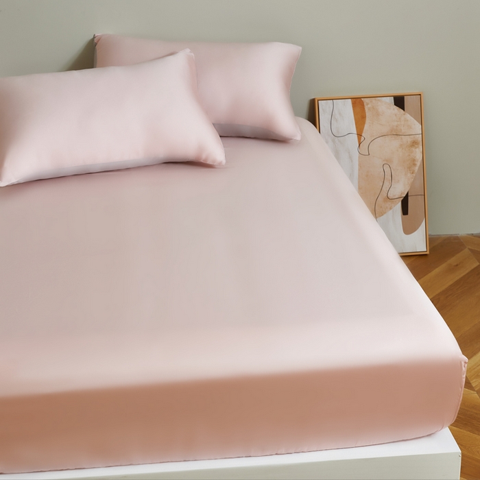 91家纺网 家纺一手货源 找家纺 云栖家居 202460支A类兰精天丝系列单品床笠（风格二） 浅杏粉