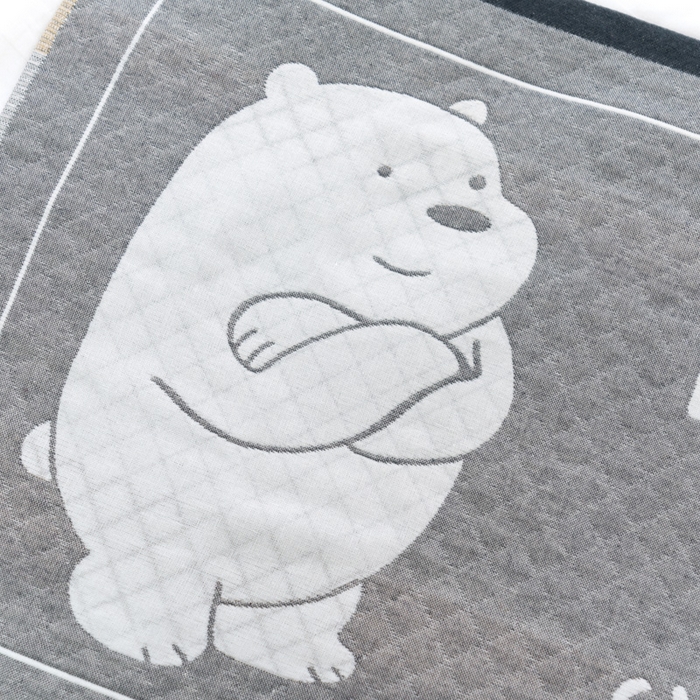 91家纺网 家纺一手货源 找家纺 朴尔家纺-毛巾被 2024新款特惠混纺棉质三层纱布独版AB面枕巾 52*78cm一对 白熊灰