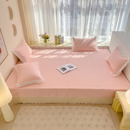 91家纺网 家纺一手货源 找家纺 （总）冬然家纺 2024新款素色花边系列冰豆豆凉席榻榻米凉席