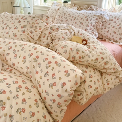 91家纺网 家纺一手货源 找家纺 （总）上尚居 2024直播爆款韩版印花小清新卡通云朵棉四件套