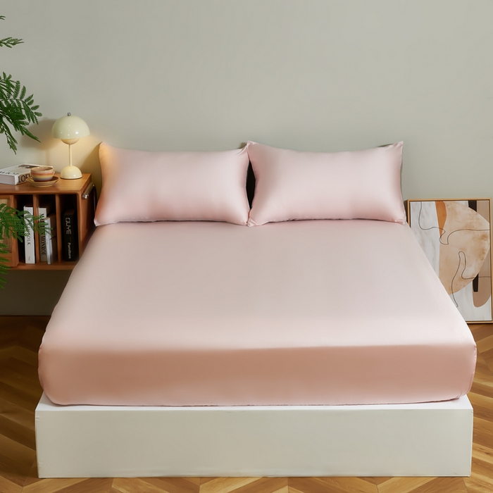 91家纺网 家纺一手货源 找家纺 云栖家居 202460支A类兰精天丝系列单品床笠（风格二） 浅杏粉