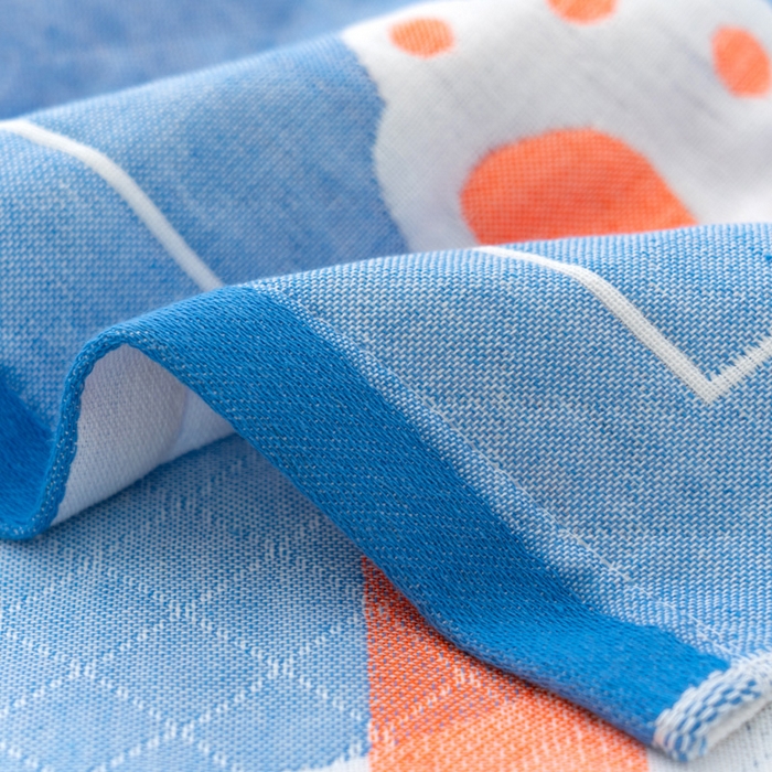 91家纺网 家纺一手货源 找家纺 朴尔家纺-毛巾被 2024新款特惠混纺棉质三层纱布独版AB面枕巾 52*78cm一对 白熊蓝