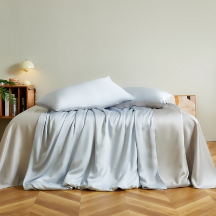 91家纺网 家纺一手货源 找家纺 云栖家居 202460支A类兰精天丝系列拼色四件套（风格二） 海兰&银灰