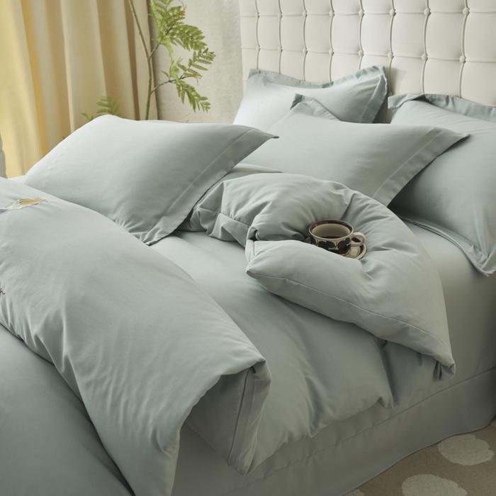 91家纺网 家纺一手货源 找家纺 闲鱼家纺 2025新款A类亲肤刺绣四件套春雅系列 郁金香-豆灰