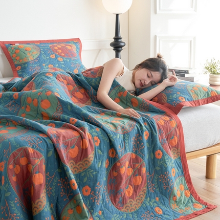 91家纺网 家纺一手货源 找家纺 （总）棠薇家纺 2025新款60S新疆长绒棉细纱毛巾被盖毯大床盖