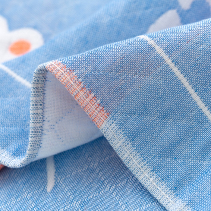 91家纺网 家纺一手货源 找家纺 朴尔家纺-毛巾被 2024新款特惠混纺棉质三层纱布独版AB面枕巾 52*78cm一对 白熊蓝