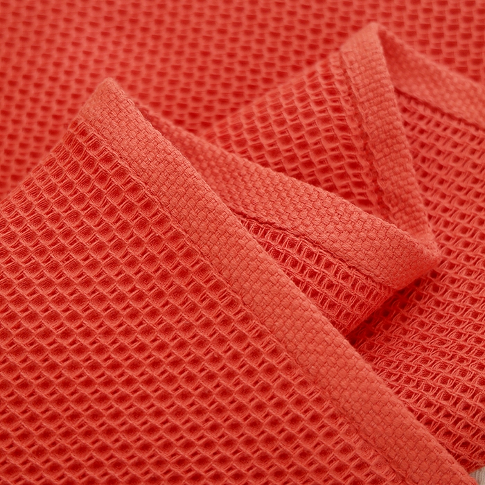 91家纺网 家纺一手货源 找家纺 朴尔家纺-毛巾被 2024新款北欧风素色布标全棉蜂窝华夫格透气枕巾 北欧风-红