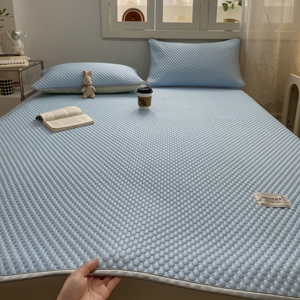 91家纺网 家纺一手货源 找家纺 眠势力 2025新款冰豆豆凉席冷感凉豆豆软凉席三件套 豆豆兰-贴标床单款