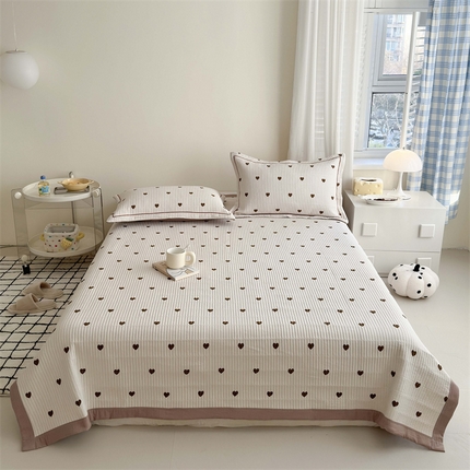 91家纺网 家纺一手货源 找家纺 （总）仟网汇 2024新款ins风小清新印花泡泡棉床盖三件套