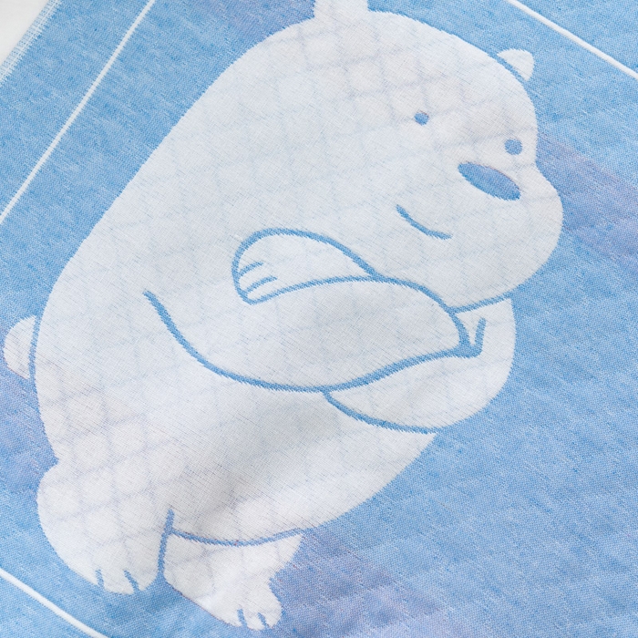 91家纺网 家纺一手货源 找家纺 朴尔家纺-毛巾被 2024新款特惠混纺棉质三层纱布独版AB面枕巾 52*78cm一对 白熊蓝