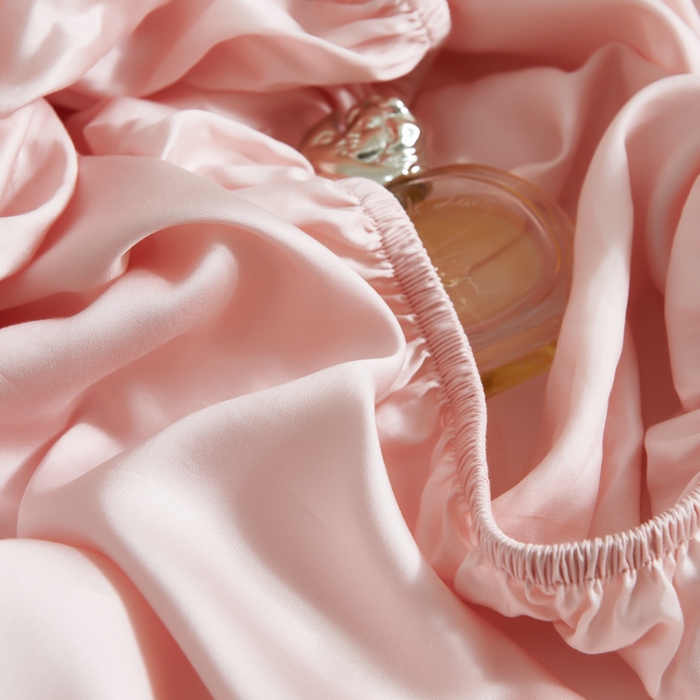 91家纺网 家纺一手货源 找家纺 云栖家居 202460支A类兰精天丝系列单品床笠（风格二） 浅杏粉