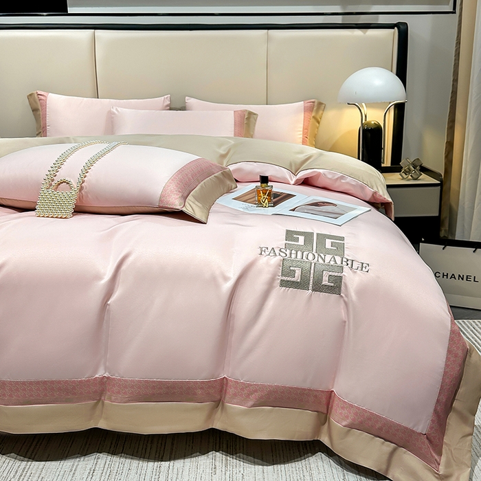 91家纺网 家纺一手货源 找家纺 富盛家纺 2024新款水洗真丝刺绣四件套-威灵顿 威灵顿—粉色