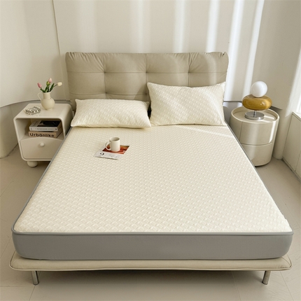 恒爱家纺 新款A类亲肤几何鸟冰丝床笠 几何-象牙白