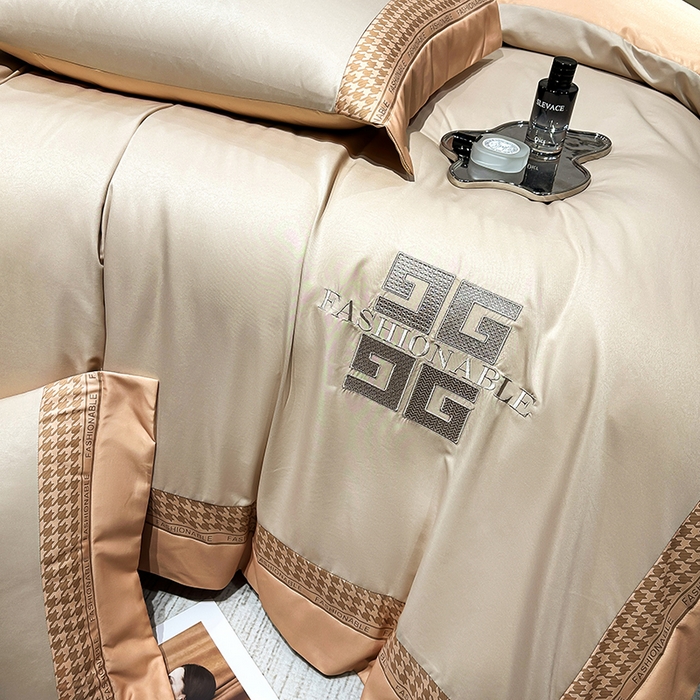 91家纺网 家纺一手货源 找家纺 富盛家纺 2024新款水洗真丝刺绣四件套-威灵顿 威灵顿—香槟