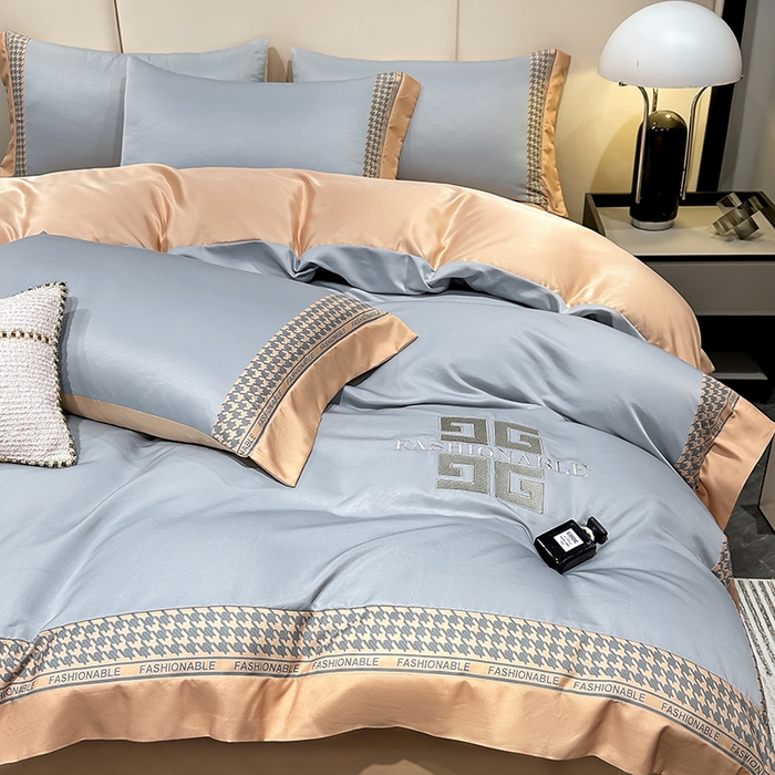 91家纺网 家纺一手货源 找家纺 富盛家纺 2024新款水洗真丝刺绣四件套-威灵顿 威灵顿—灰色