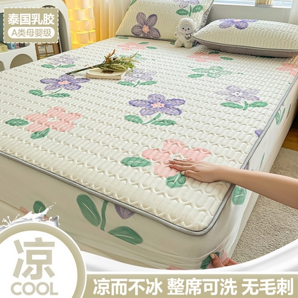 91家纺网 家纺一手货源 找家纺 福来临家纺 2025新款A类凉感丝印花含胶床笠 恋恋花语