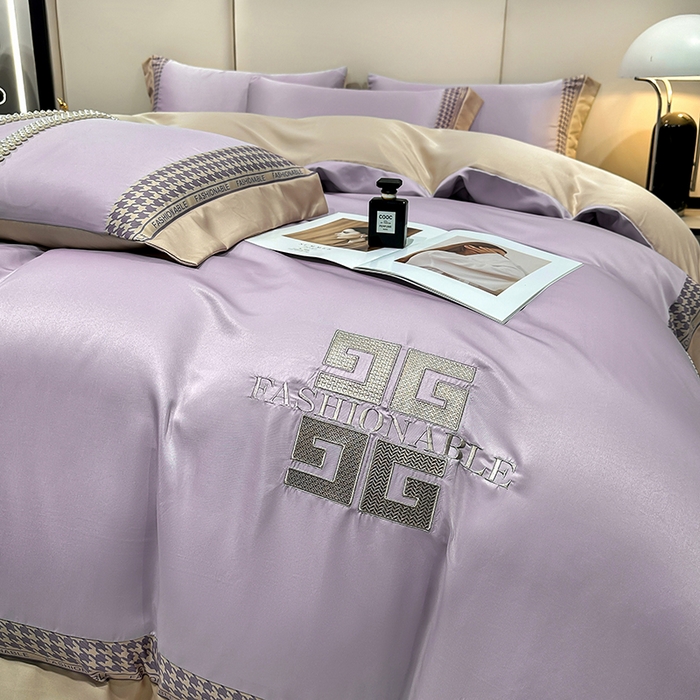 91家纺网 家纺一手货源 找家纺 富盛家纺 2024新款水洗真丝刺绣四件套-威灵顿 威灵顿—紫色