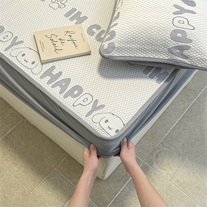 91家纺网 家纺一手货源 找家纺 启程家纺 2024春夏A类凉豆豆凉席床笠款凉席套件 小奶狗