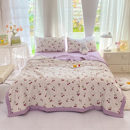 91家纺网 家纺一手货源 找家纺 （总）妖妖家纺 2024新款超柔软糯水洗云朵棉印花夏被四件套