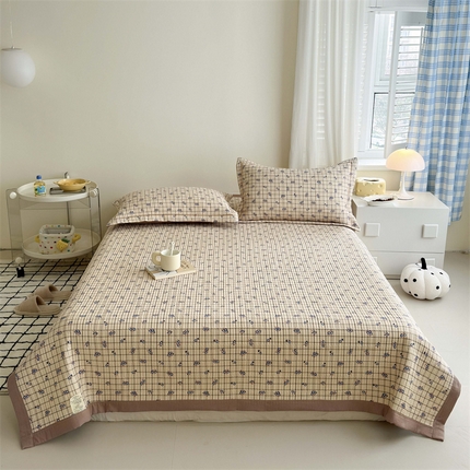 91家纺网 家纺一手货源 找家纺 （总）仟网汇 2024新款ins风小清新印花泡泡棉床盖三件套