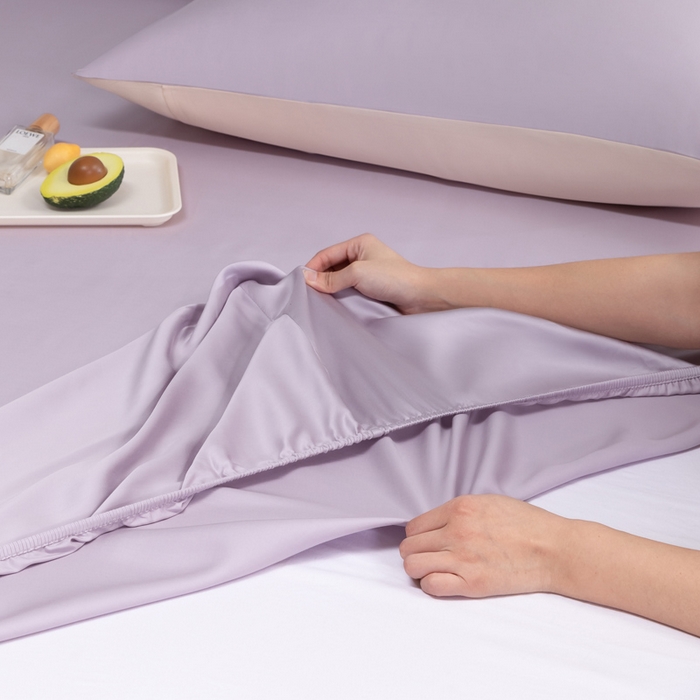 91家纺网 家纺一手货源 找家纺 云栖家居 202460支A类兰精天丝系列单品床笠（风格一） 紫灰