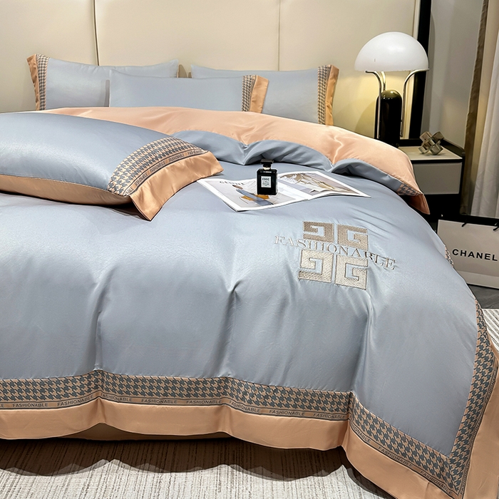 91家纺网 家纺一手货源 找家纺 富盛家纺 2024新款水洗真丝刺绣四件套-威灵顿 威灵顿—灰色