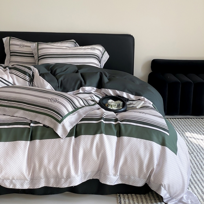 91家纺网 家纺一手货源 找家纺 优悦生活馆 2024新款天丝宽边拼角四件套-商务系列 伯爵荣耀-绿