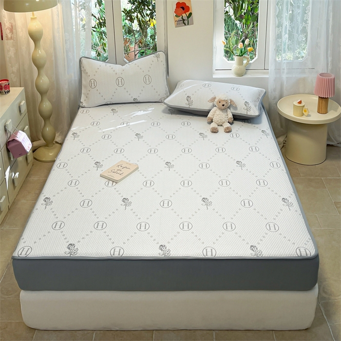 91家纺网 家纺一手货源 找家纺 启程家纺 2024春夏A类凉豆豆凉席床笠款凉席套件 简单时尚