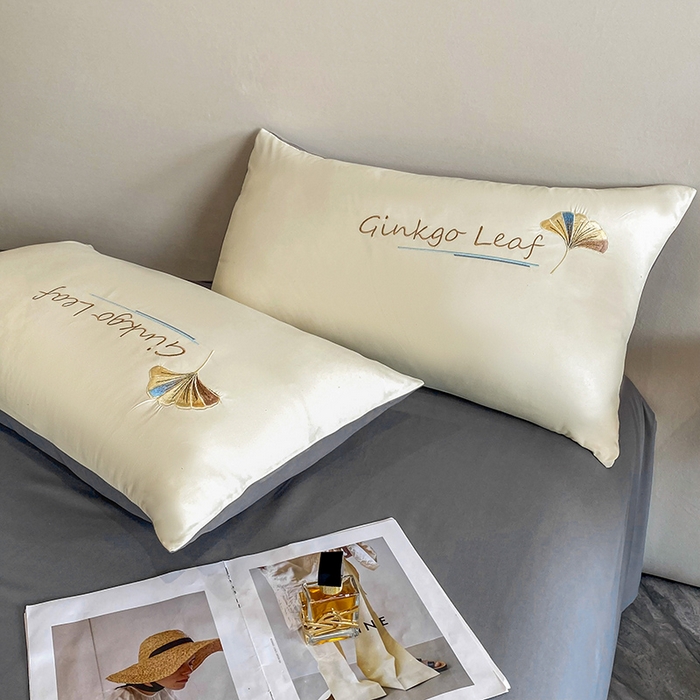 91家纺网 家纺一手货源 找家纺 孟鑫 2025新款水洗磨毛刺绣绣花四件套-三生有杏系列 米白