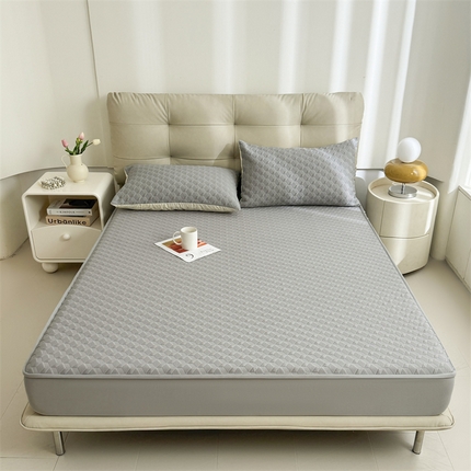 恒爱家纺 新款A类亲肤几何鸟冰丝床笠 几何-浅灰