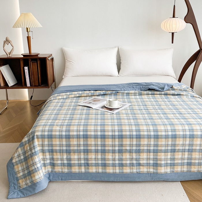 91家纺网 家纺一手货源 找家纺 青螺家纺 2024全棉水洗棉双面色织100%新疆棉花夏被三件套四件套枕套床单 支持质检验货 星空米