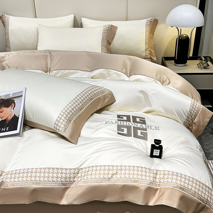 91家纺网 家纺一手货源 找家纺 富盛家纺 2024新款水洗真丝刺绣四件套-威灵顿 威灵顿—奶白