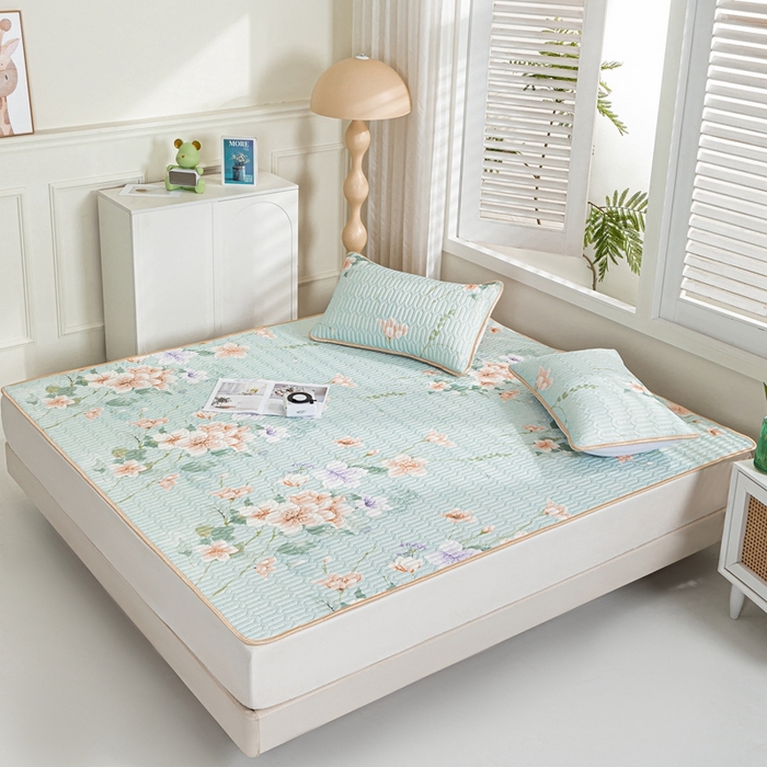 91家纺网 家纺一手货源 找家纺 美丽折家纺 2025新款0.6厚乳胶凉席印花系列 曼谷花海