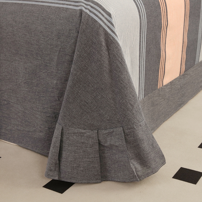 91家纺网 家纺一手货源 找家纺 金纱玉纺家纺 2024新款色织全棉水洗棉四件套 欢乐颂-桔