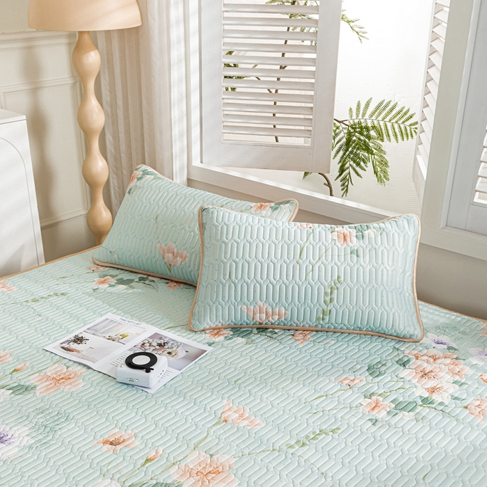 91家纺网 家纺一手货源 找家纺 美丽折家纺 2025新款0.6厚乳胶凉席印花系列 曼谷花海