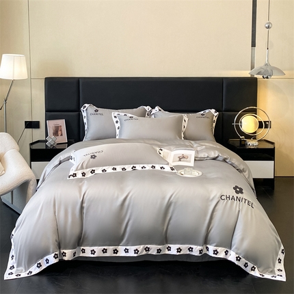 91家纺网 家纺一手货源 找家纺 （总）床绮 2024新款水洗真丝刺绣四件套-南笙