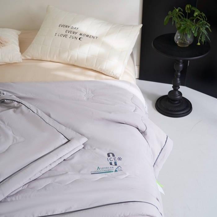 91家纺网 家纺一手货源 找家纺 米菲 2024新款亲肤舒适冰蝉丝科技被 夏被 被子被芯 暮云灰