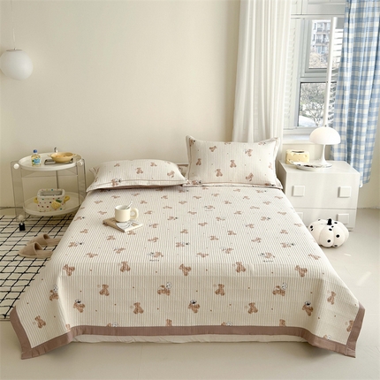 91家纺网 家纺一手货源 找家纺 （总）仟网汇 2024新款ins风小清新印花泡泡棉床盖三件套