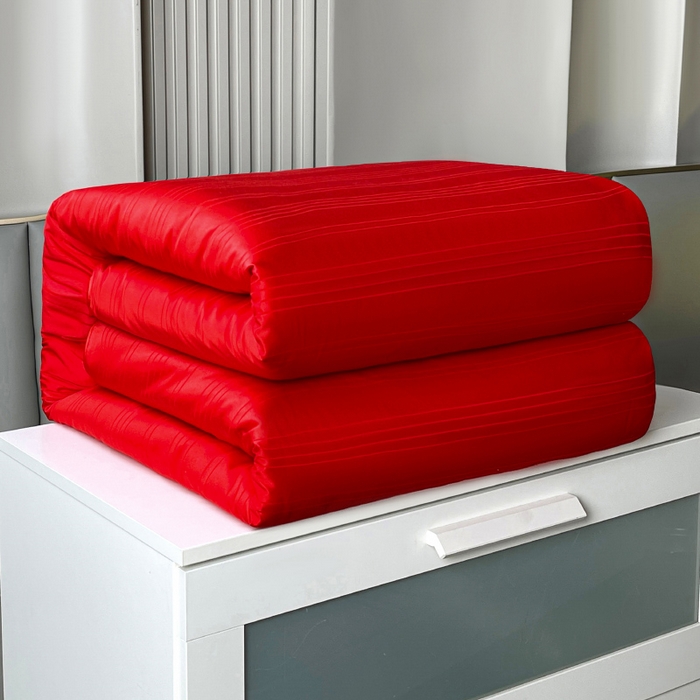 91家纺网 家纺一手货源 找家纺 尚品家纺 2024新款提花段条绗缝蚕丝被 喜庆大红