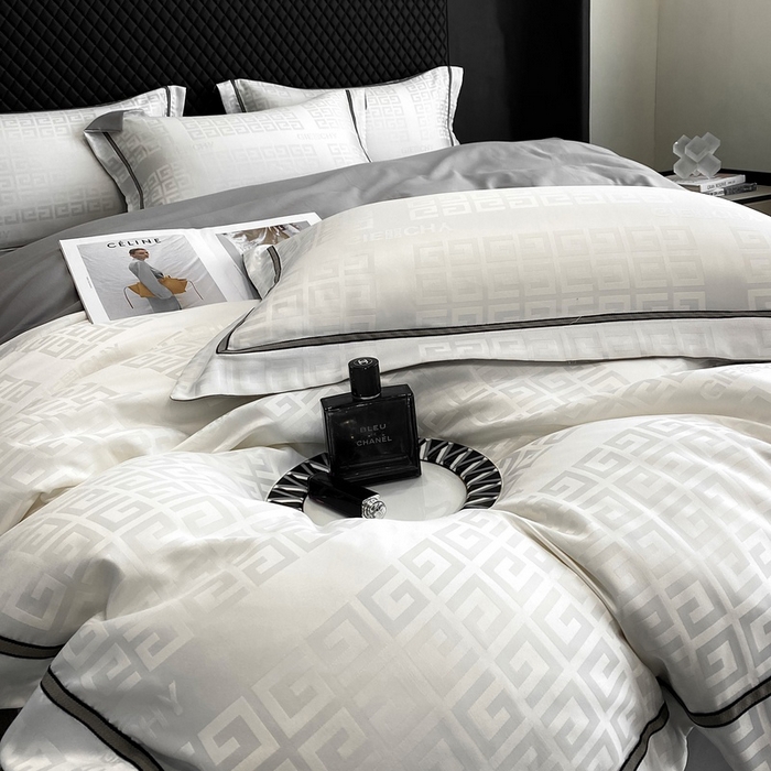 91家纺网 家纺一手货源 找家纺 优悦生活馆 2024新款工艺款提花磨毛四件套-简爱-白