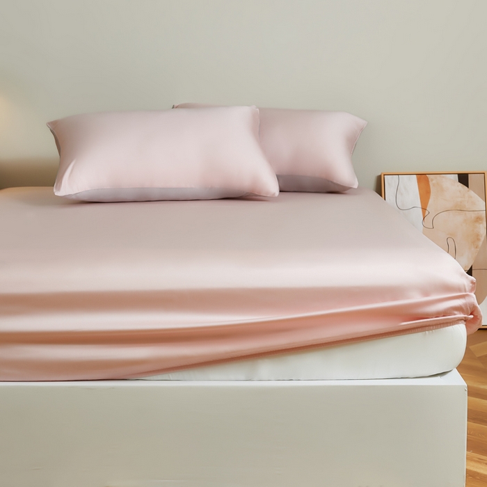 91家纺网 家纺一手货源 找家纺 云栖家居 202460支A类兰精天丝系列单品床笠（风格二） 浅杏粉